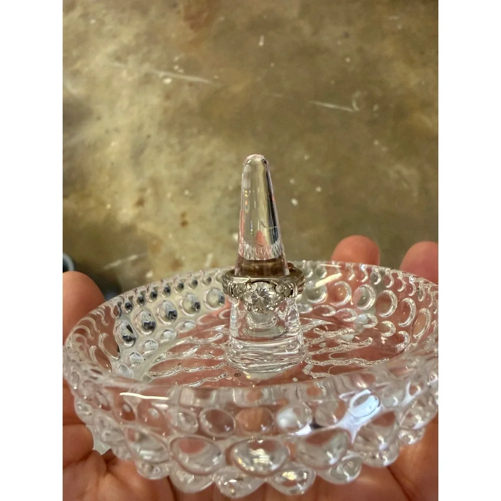 Studio Crystal by Studio Silversmiths Clear Glass Hobnail Ring Holder Dish